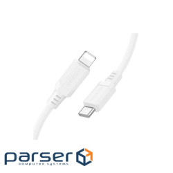 Дата кабель USB-C to Lightning 1.0m PD silicone BX115 Lotto white BOROFONE (6941991119613)