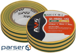 Ізолента AMS IZ-1920 YG глянсова 0,13 х19мм, 20м жовто-зелена ПВХ (0+80 ℃) ціна за 1ш (AMSIZ-1920YG) (AMSIZ-1920YG)