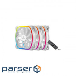 Комплект вентиляторів ENERMAX SquA RGB 120mm PWM White 3-Pack (UCSQARGB12P-W-BP3)