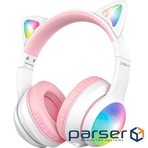 Беспроводные наушники Proove Kids LumiCat (APP) white/pink (HPLC0001AP25)
