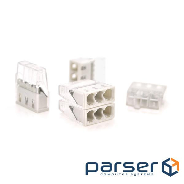 Самозатискна 3-провідна клема WAGO К773-203, 3-pin, прозоро-сіра, упаковка 50 шт, ц (К773-203 / 50)