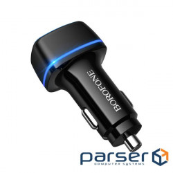 Charger BOROFONE BZ14 Max dual port ambient light car charger USB-A Black (BZ14B)