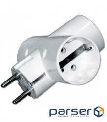 Розгалужувач на 3 гнізда із заземленням Electrum Білий (C-SS-0696)