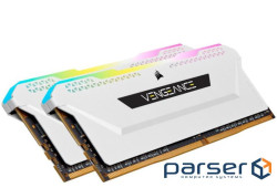 Пам"ять 8Gb x 2 (16Gb Kit) DDR4, 3200 MHz, Corsair Vengeance RGB Pro SL, White (CMH16GX4M2E3200C16W)