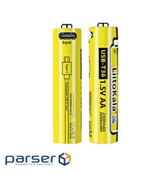 Аккумулятор LiitoKala USB-T36 1.5V / AA 1.5V AA 2400mAh / 3600mWh, Li-ion Rechargeable Battery, Type