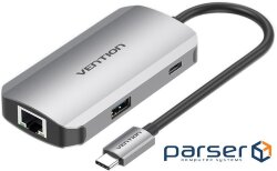 Порт-реплікатор VENTION 5-in-1 USB-C to USB3.0x3/RJ45/PD (TNFHB)