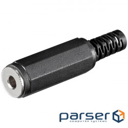 Гніздо FreeEnd-Jack 3.5mm 3pin,/F Stereo Plastic+CableProtect,чорний (75.01.1059-1) (75.01.1059-1)