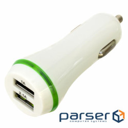 Зарядний пристрій Patron 2xUSB 2A/1A white (PN-2USB-CAR-WH)