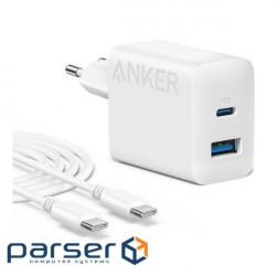 Charger Anker PowerPort 312 - 20W USB-C USB-A + USB-C cable White (B2348G21)