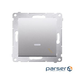 Bыключатель Premium проходной 1х с подсветкой, серебро (DW6L.01/43)
