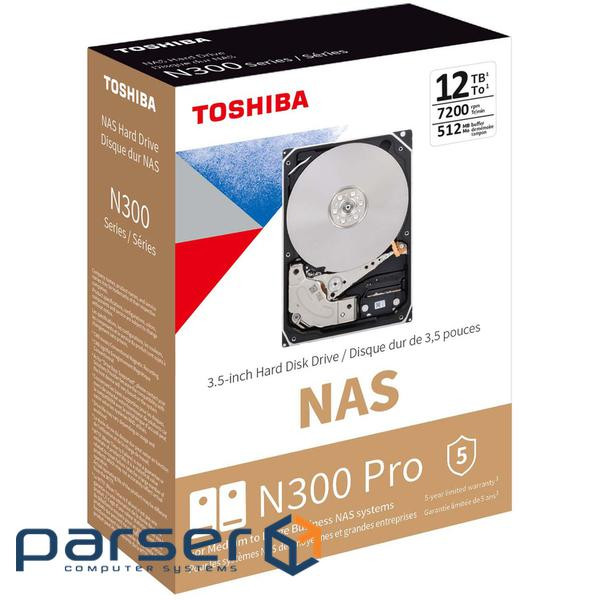 Жорсткий диск Toshiba N300 Pro 12Tb/3.5/7200/512/S3.0 (HDWG51CXZSTB)