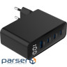 Зарядний пристрій GEMBIRD 1xUSB-A, 3xUSB-C, PD+QC3.0 GaN 100W Black (TA-UC-PDQC100LCD-01-BK)