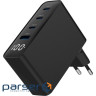 Зарядний пристрій GEMBIRD 1xUSB-A, 3xUSB-C, PD+QC3.0 GaN 100W Black (TA-UC-PDQC100LCD-01-BK)
