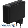 Зарядний пристрій GEMBIRD 1xUSB-A, 3xUSB-C, PD+QC3.0 GaN 100W Black (TA-UC-PDQC100LCD-01-BK)