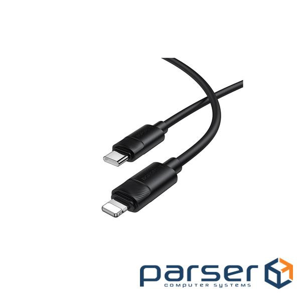 Дата кабель USB-C to Lightning 1.0m PD30W silicone BX123 Leya black BOROFONE (6941991124174)