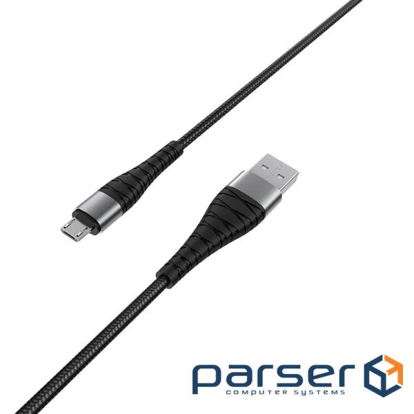 Кабель BOROFONE BX32 Munificent Micro-USB 1m, aluminum alloy casing, nylon braid Black (BX32MB)