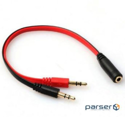 Спліттер Jack 3.5 (мама) => 2 * Jack 3.5 (тато) для 2 пар навушників, плоский, Пакет (3887)