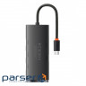 USB Hub Baseus Lite 4-in-1 Type-C to USB3.0*4 + Type-C 0.25 м Чорний (23801)