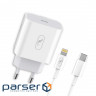 Зарядное устройство SkyDolphin SC18EL PD2.0 (1USB-С, 3A) White (MZP-000156) + кабель Lightning