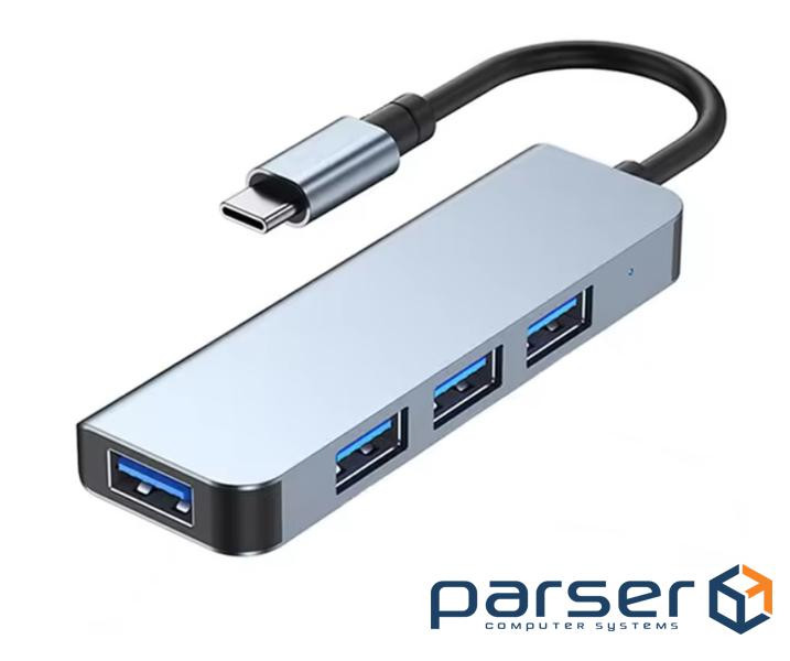 Перехідник обладнання USB Type-C-3.0Ax4 (HUB),Pas Aluminum,срібний (62.09.8453-1) (62.09.8453-1)