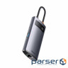 Концентратор Baseus Metal Gleam 4in1 USB-C (3xUSB-A+RJ45) Gray (WKWG070113)