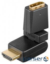 HDMI M/F monitor adapter (adapter), 180°+180° swivel Gold, black (75.06.0757-1)