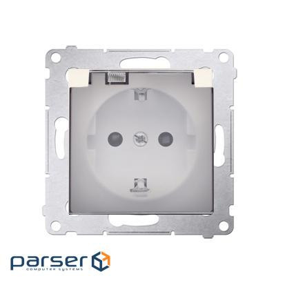 Розетка Premium с заземлением Schuko с прозрачной крышкой, кремовый (DGSZ1BZ.01/41A)