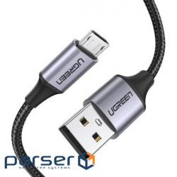Дата кабель USB 2.0 AM to Micro 5P 2.0m US290 Aluminum Braid Black Ugreen (60148)