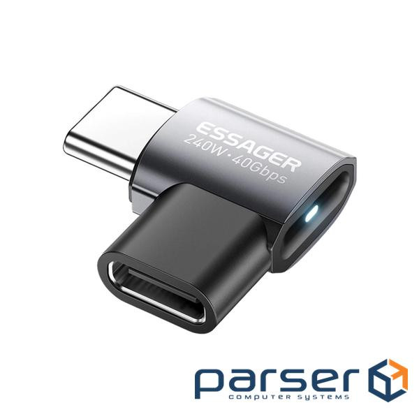 Перехідник USB-C F to USB-C M USB 4.0 40Gbps 240W 90 corner Essager (EOTG7-YH0G-P)