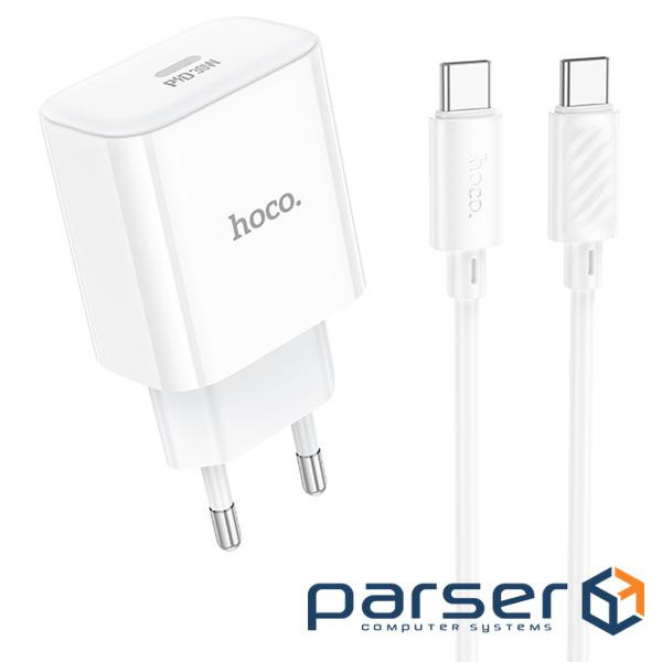Набір СЗУ 110-240V HOCO C76A Pro+ Type-C кабель, USB-C, PD30W, кабель 1м, Whit (HOCO C76A Pro / TCW)