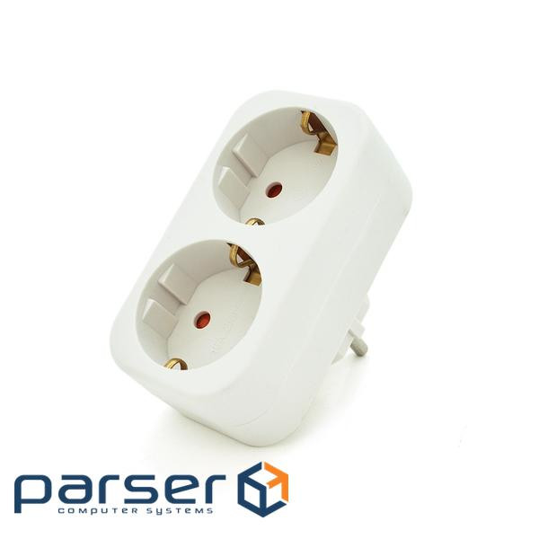 Розетка двійник із заземленням A202, White, 2Р+РЕ, 16А (A202-2PPE)