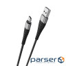 Cable BOROFONE BX32 Munificent Type-C 1m, aluminum alloy casing, nylon braid Black (BX32CB)