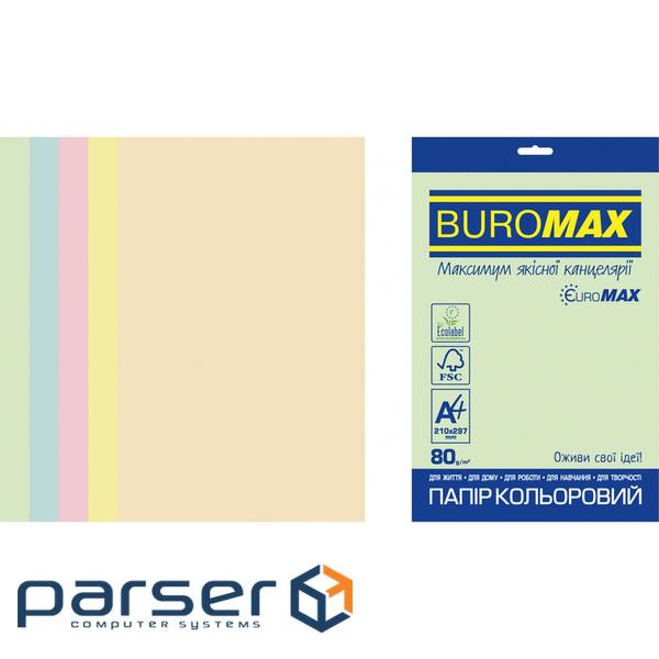 Папір Buromax А 4, 80g, PASTEL, 5colors, 50sh EUROMAX (BM.2721250E-99)