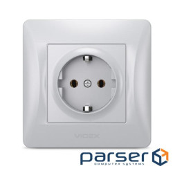 Розетка Videx BINERA 1а із заземленням срібло (VF-BNSK1G-SS)