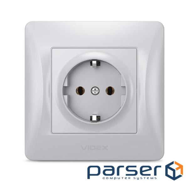 Розетка Videx BINERA 1а із заземленням срібло (VF-BNSK1G-SS)