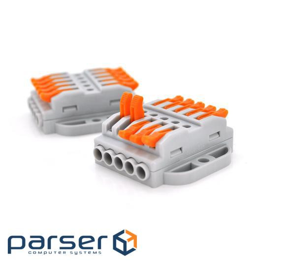 Клеммная колодка с нажимными зажимами 5-проводная WAGO K223-5P для распределительных к (K223-5P / 5)