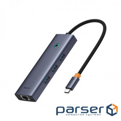 USB-хаб Baseus 6in1 Metal Gleam 6-Port Type-C HUB Adapter Type-C to USB3.0*3, Type-C(PD)*1, 4KHDMI,
