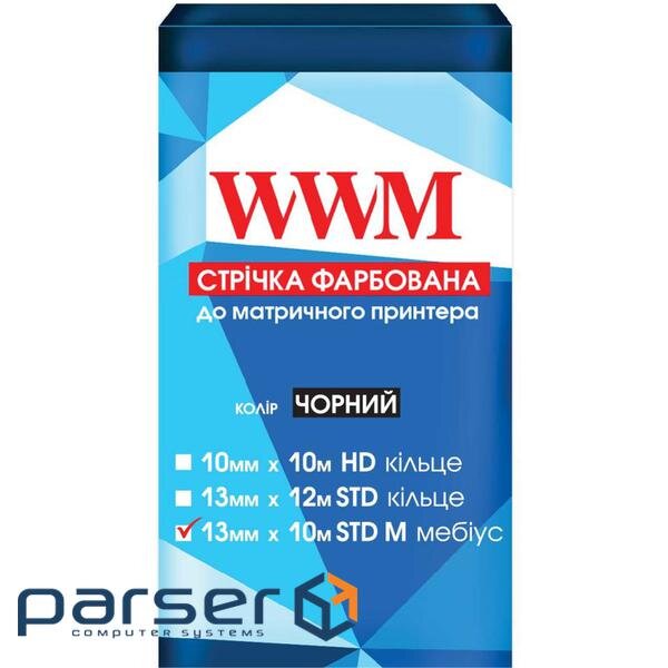 Стрічка до принтерів 13мм х 10м STD п. Black WWM (R13.10SR)