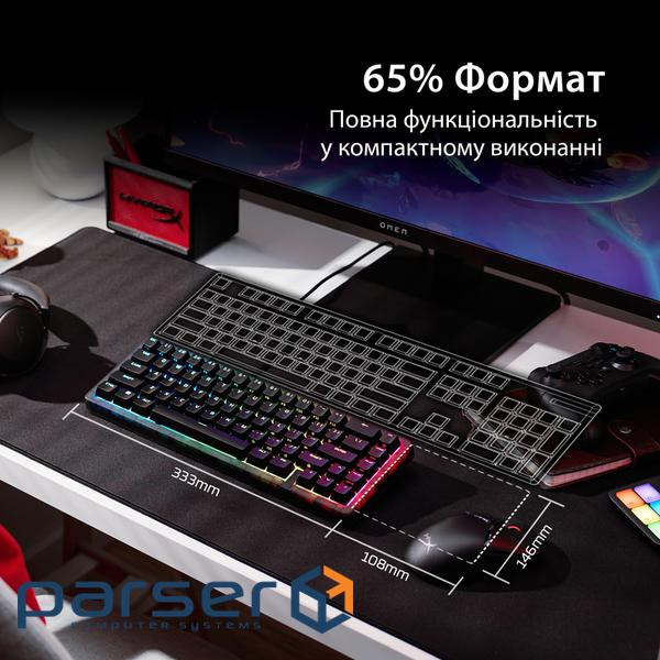 Клавіатура механічна HyperX Alloy Origins 2 65key, Red, USB-A, Hot-Swap, EN/UA, RGB, чорни (B4QS3AA)