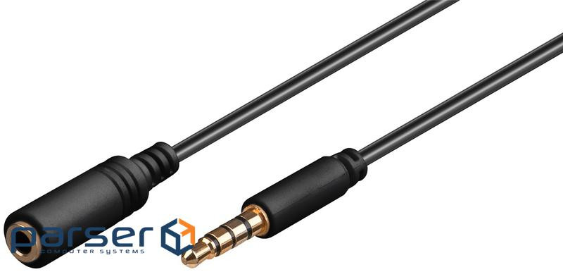 Кабель Goobay аудіо-подовжувач Jack 3.5mm 4pin M/F 3.0m,Shielded AWG28 Gold Cu (75.06.2480-100)