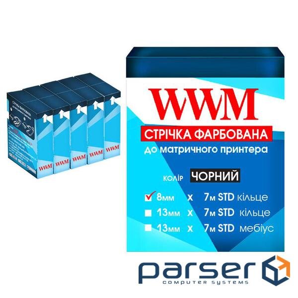 Ribbon for printers 8mm x 7m STD k. Black*5pcs WWM (R8.7S5)
