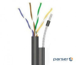 Кабель (UTP мідь (OK-Net 4*2*0,51 КПП-ВП (100)) трос 7*0,5мм cat 5e, бухта 305 м )