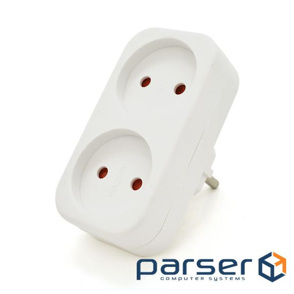 Розетка двійник без заземлення A202, White, 2Р, 10А (A202-2P)