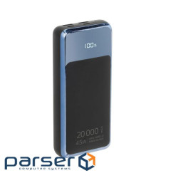 Універсальна мобільна батарея 20000 mAh, RivaCase Rivapower VA1075, Black/Blue, 45 Вт, 2xType-C (PD3