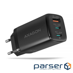 Мережевий зарядний пристрій AXAGON ACU-DPQ65, 3x port (USB + dual USB-C), PD3.0/QC4+/PPS/Apple, 65W,