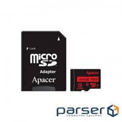 Memory card APACER microSDXC 64GB UHS-I Class 10 + SD-adapter (AP64GMCSX10U5-RA)