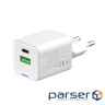 Зарядний пристрій ColorWay GaN Mini 35W PD Port PPS USB (Type-C PD + USB QC4.0) white (CW-CHS055PD-WT)