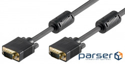 Monitor-signal cable VGA HD15 M/ M 3.0m, D=8.0mm Ferrite Gold, HQ, black (75.05.0489-30)