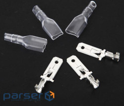 Terminal F2 father, 6.3 mm, wire 0.5-2.5, insulated, brass, with silicone cap, 100 pcs in a package ,