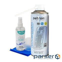 Набір очищувач Patron: спрей для оргтехніки 120 мл, стиснене повітря 400 мл, серветка (CS-PN-BUNDL-10)